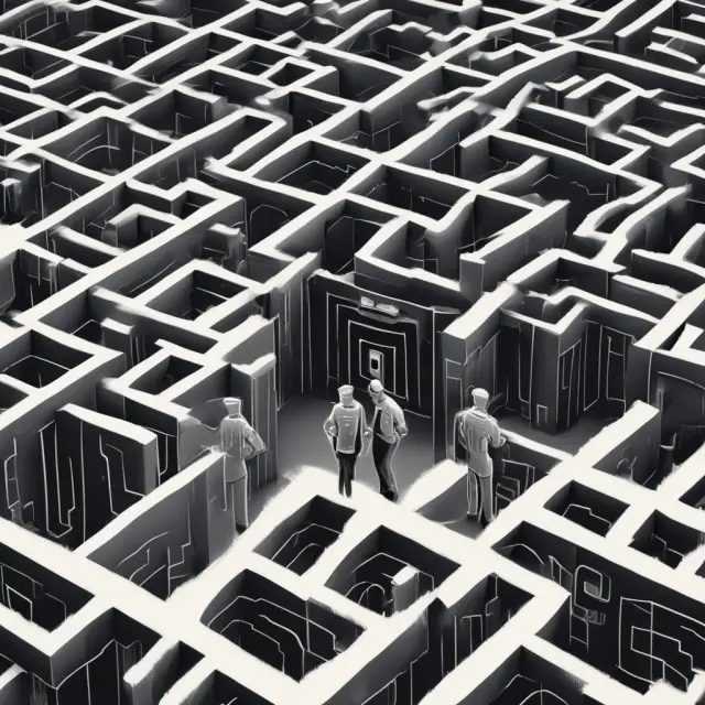 Wire room team members working through a complex maze of codes to securely process client fund transfers.