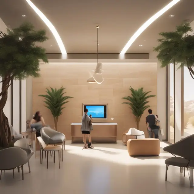 A banking room amidst digitalization: Clients engaging with tellers for personalized services.