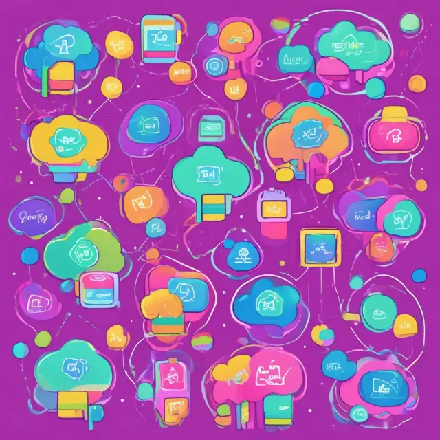 An illustration of wire transfers, PayPal, Venmo, and Zelle represented as colorful bubbles interconnected in a digital marketplace scene.