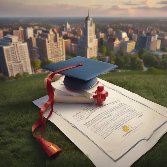 A diploma drifting in a pool of opportunities with the Wisconsin School of Business illuminating the scene