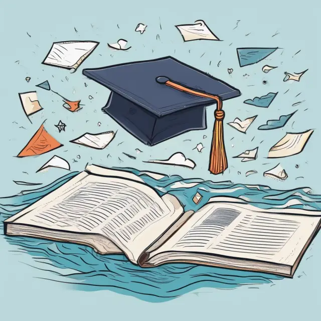 Graduation cap morphs into a sailboat representing successful employment and high salaries for Wisconsin business graduates.