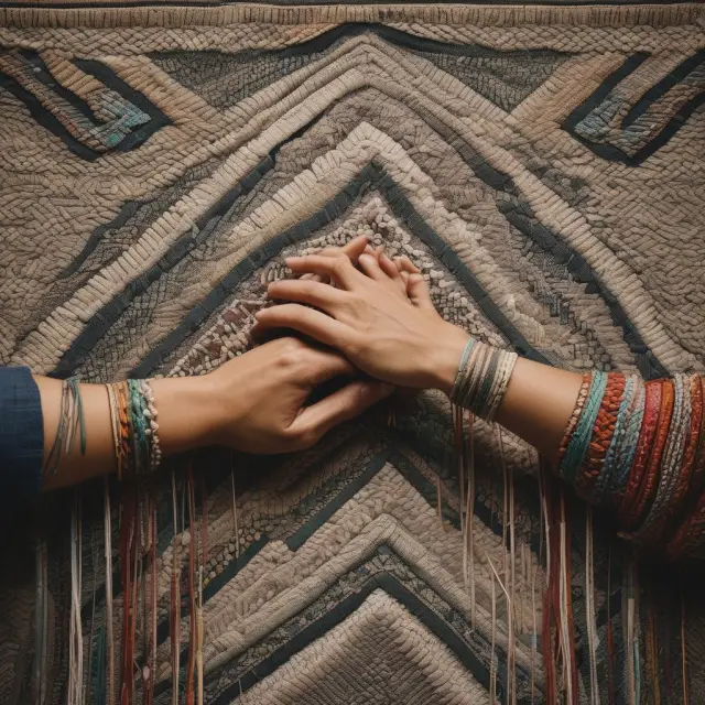 Two hands intertwining to create a tapestry, illustrating joint tenancy and with benefit of survivorship