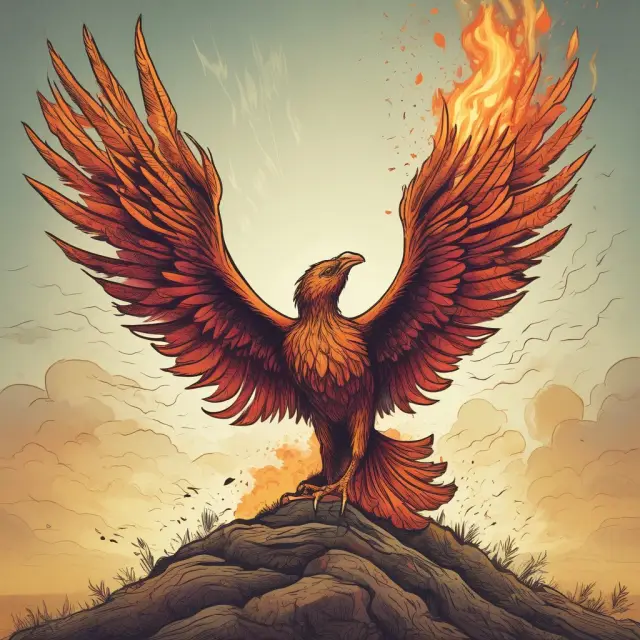 A phoenix in the midst of transferring retirement funds between employer-sponsored plans or to an IRA, representing renewal and potential increase in savings