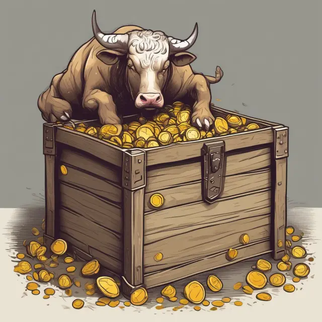 Bull symbolizing savings faces penalty by losing gold coins for making an early withdrawal