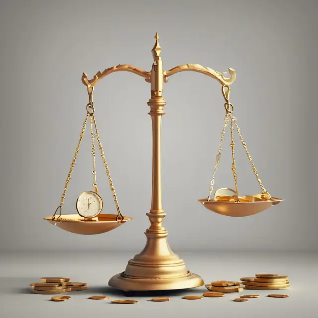 Employee-IRS scale with gold coins representing federal withholding tax.