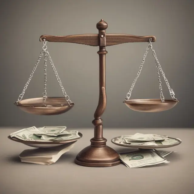 Scales balancing Social Security and Medicare tax contributions with employee wages and employer responsibilities