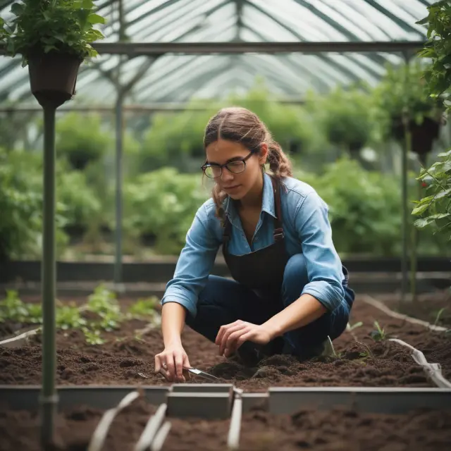 A gardener meticulously tends to tax planning seeds in a greenhouse, adjusting conditions to promote optimal growth through strategic withholding.