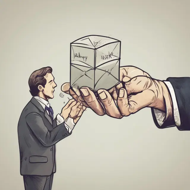 Lender releases risk in a financial transaction, symbolized by a weighted dice labeled 