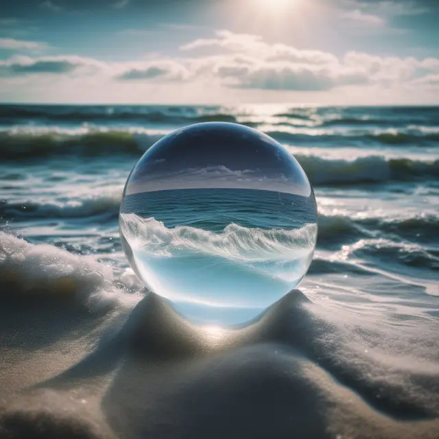 Crystal ball displaying Wolfe Wave patterns in stock market charts