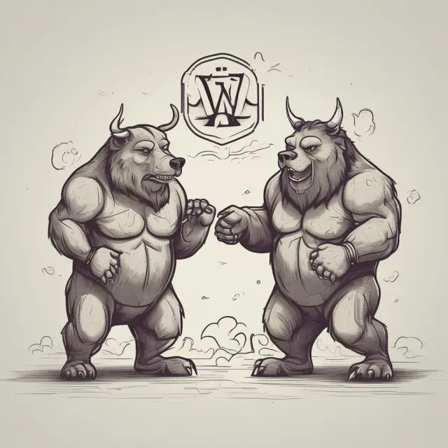 A bull and a bear representing the hosted and downloadable WordPress versions, illustrating their unique advantages and challenges for users.
