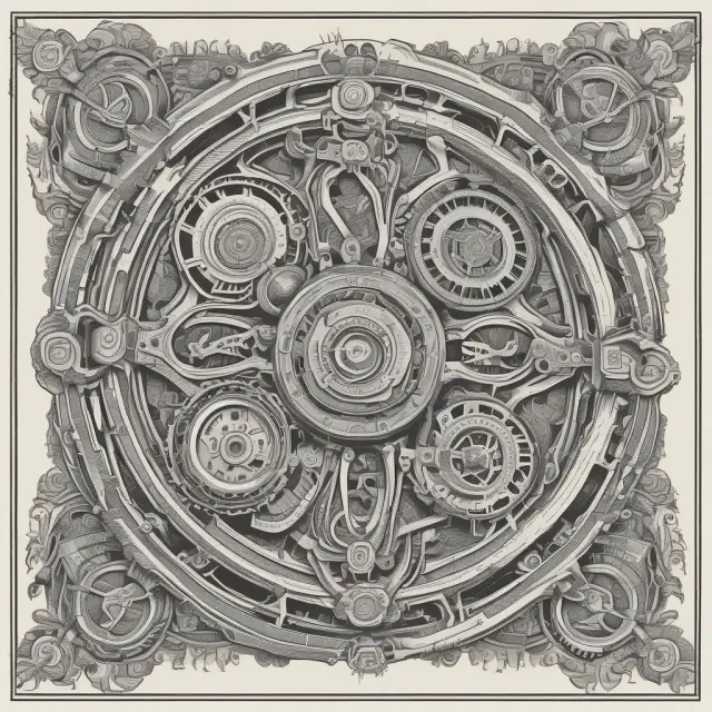 Work cells depicted as interconnected gears, representing the unified and efficient production process in a manufacturing environment