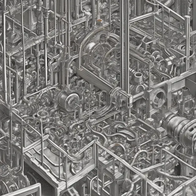 A visualization of work cells in a manufacturing context, representing interconnected cogs symbolizing efficient production flow and lean processes