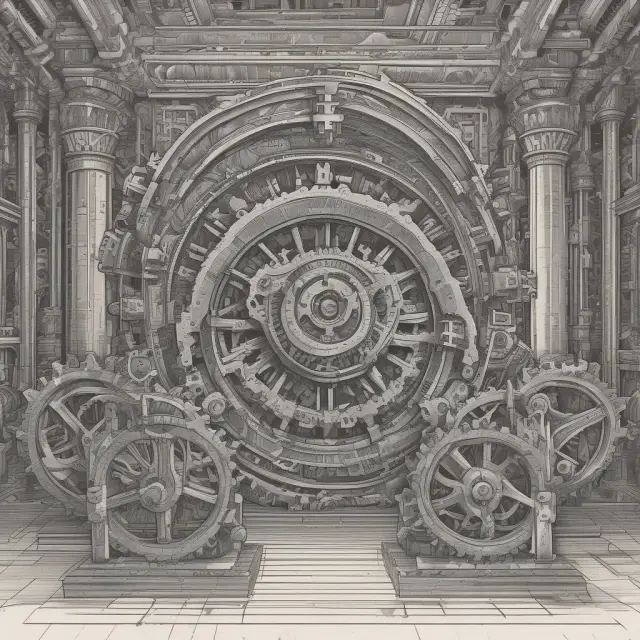 Gears interconnecting in a harmonious balance within a work cell setup