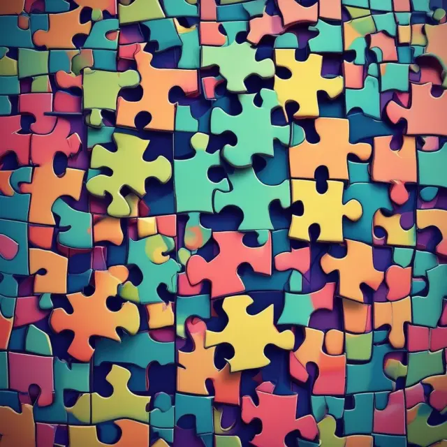 An intricate mosaic made up of interconnected work cell puzzle pieces, symbolizing increased productivity and streamlined processes
