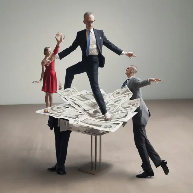Dealer and investor in dialogue, with firm quotes symbolized as a commitment ring and workable indications as dance steps open for negotiation.