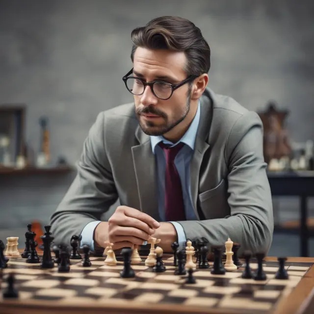 Municipal bond dealer employing workable indications during negotiations, depicted as chess moves on a financial board