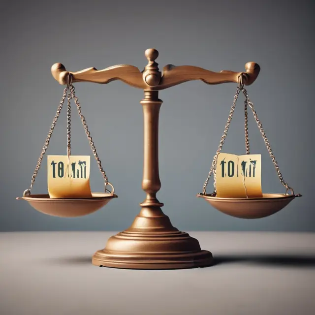 A pair of balancing scales symbolizing California and Florida workers