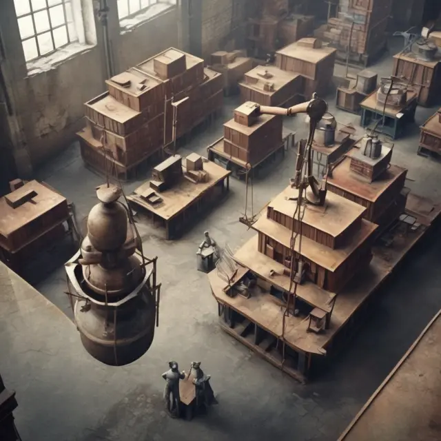 Manufacturing plant with scales balancing Workers