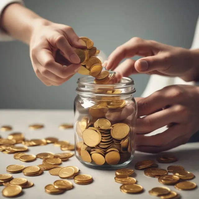 Golden coins represent workers