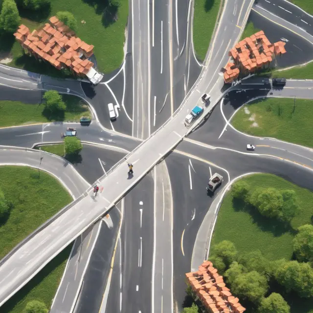 Workplace scene featuring a worker standing at a crossroads, considering paths for