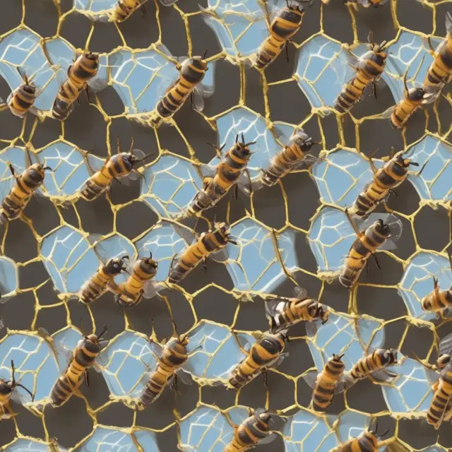 Worker bees tend to a safety net web, symbolizing the protection provided by workers