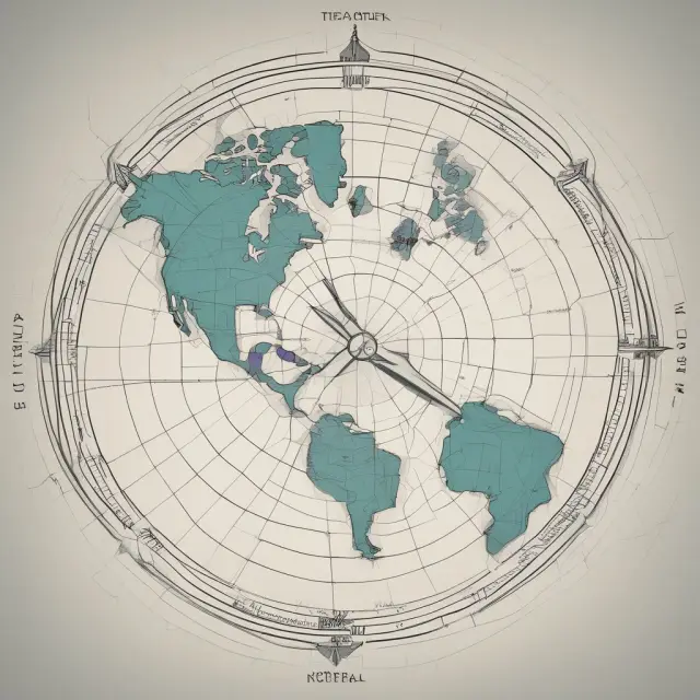 A demographer holding a compass directs institutional investors towards the evolving tides of global labor markets, signifying insightful decision making based on demographic trends