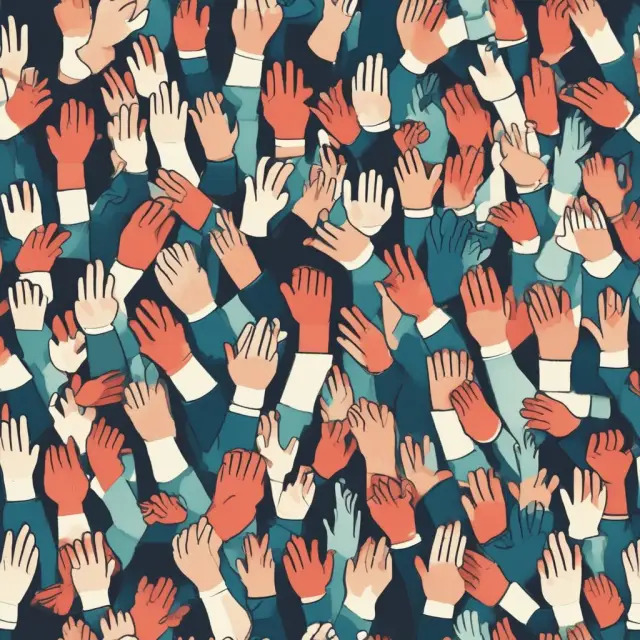 Mosaic of hands representing various professions of the working class