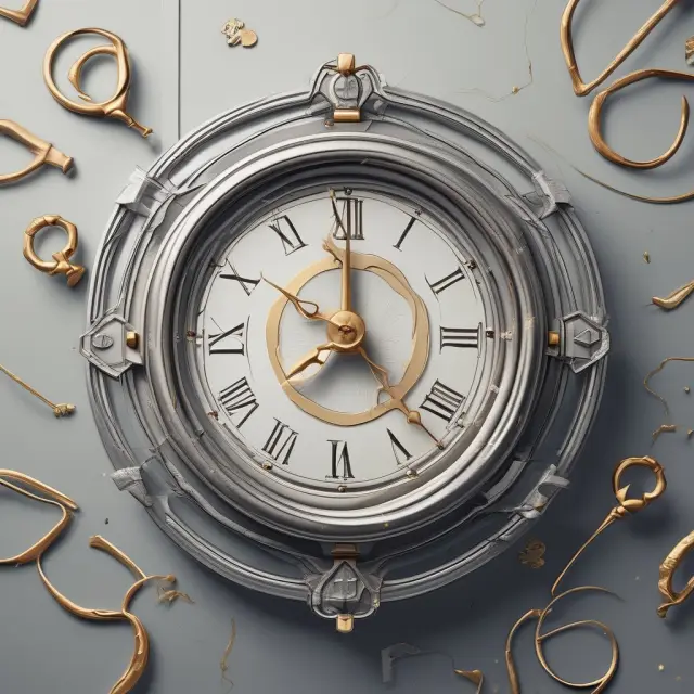 Golden clock hands interacting with silver question marks above a landscape, illustrating the Working Tax Credit FAQ section