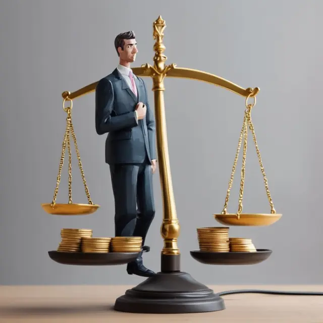 A businessman evaluates the weight and value of different types of working capital loans, including term loans, lines of credit, invoice financing, and unsecured/collateralized loans.