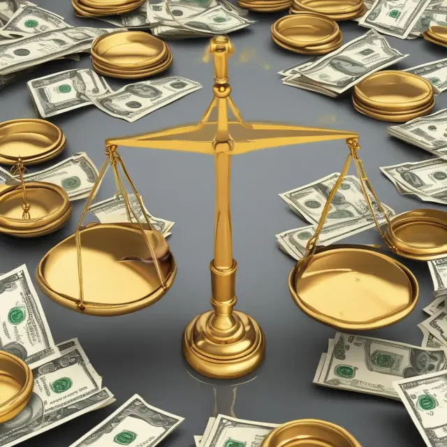 A golden set of scales with currency flowing in and out, illustrating effective cash management through balance and control.
