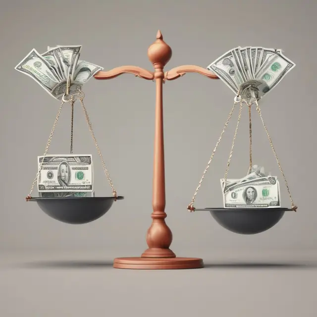 Image of a balanced scale representing optimized payables management, with cash on one side and payment terms on the other