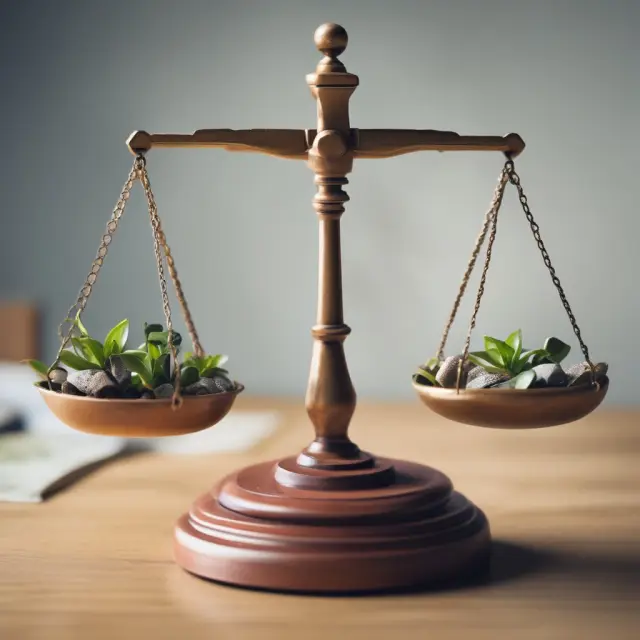 Balanced scale representing the interaction between a company