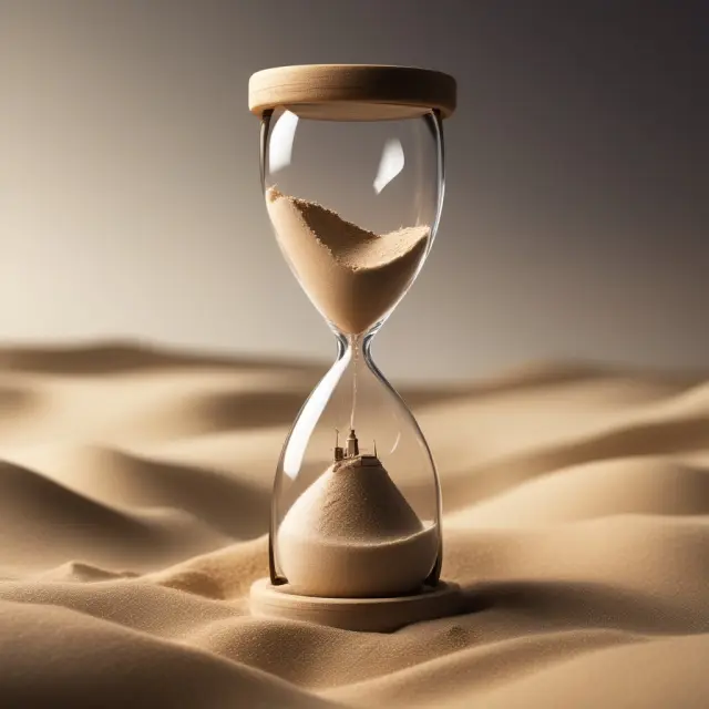 An hourglass illustrating high working capital turnover, revealing a potential crack in the container as sales flow rapidly through it, emphasizing the risks of financial instability.
