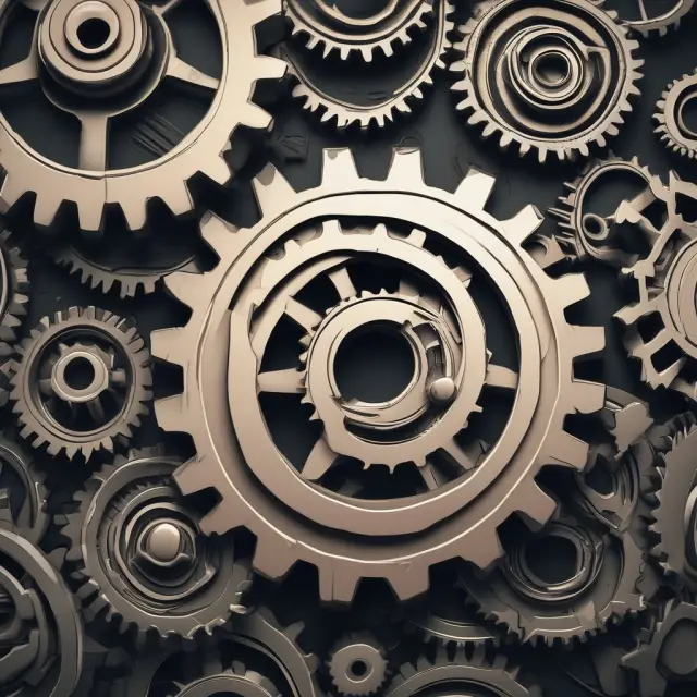 Two interconnected gears with inconsistent gear sizes represent industry specific factors affecting the accuracy of working capital turnover ratio.
