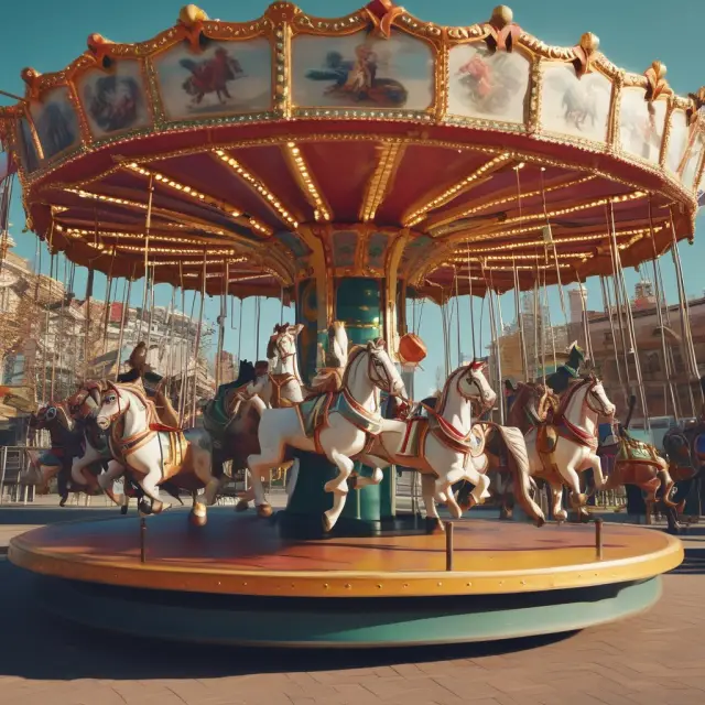 Merry-go-round illustrating the significance of assessing Working Capital Turnover Ratios within industries to evaluate a company