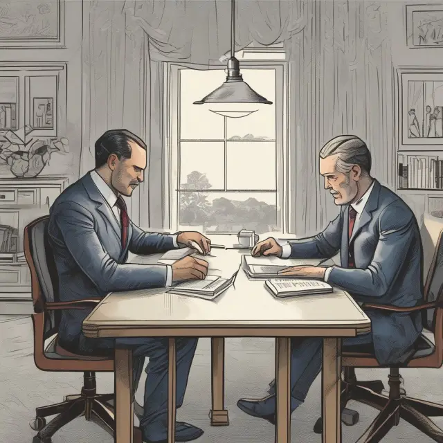 Borrower and lender in discussion, establishing terms of a workout agreement