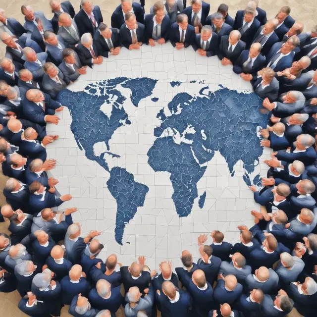Mosaic of world leaders gathering at the World Economic Forum to discuss pressing issues and shape decisions