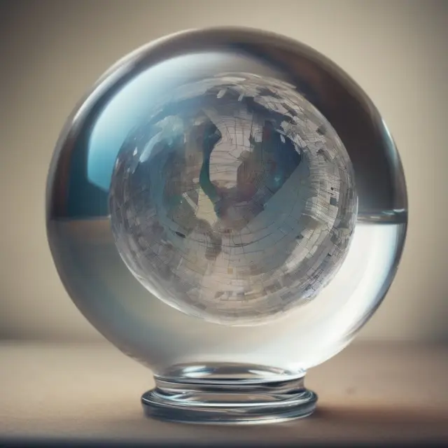 Image of a crystal ball filled with swirling economic data, symbolizing the predictive nature and insights of World Economic Outlook reports