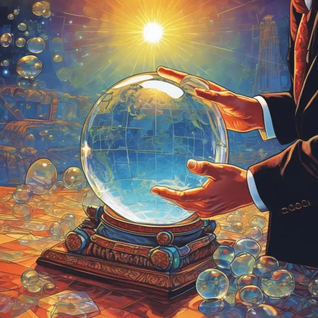 Oracle releases crystal balls representing WEO reports, symbolizing economic insights and future outlook