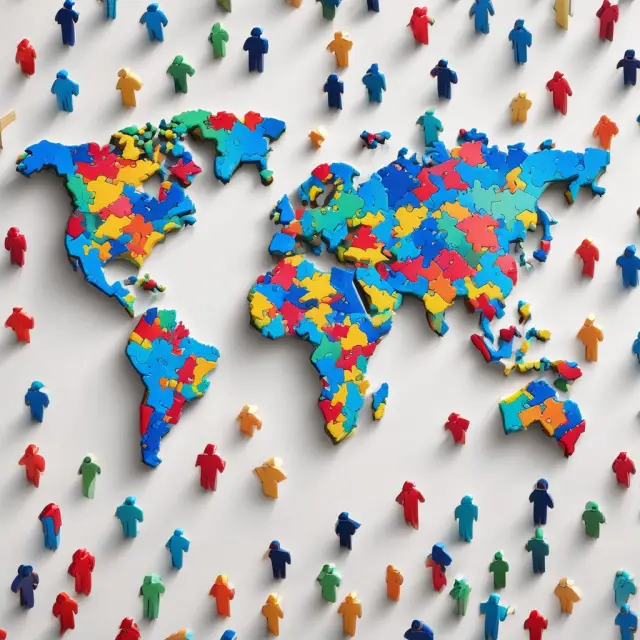 A globe made up of various puzzle pieces representing different types of world insurance coverage for international business operations