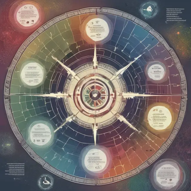 An intricate kaleidoscope showcasing various stock markets from the World Federation of Exchanges, harmonized by a guiding advocacy compass.