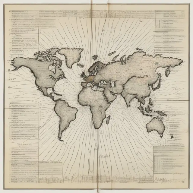 A colorful web of interconnected branches, representing major world exchanges, coming together to form a strong and resilient financial network