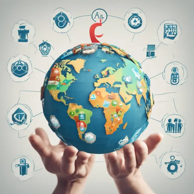 Person clutching a world map covered in insurance logos, illustrating comprehensive protection for global travelers and businesses