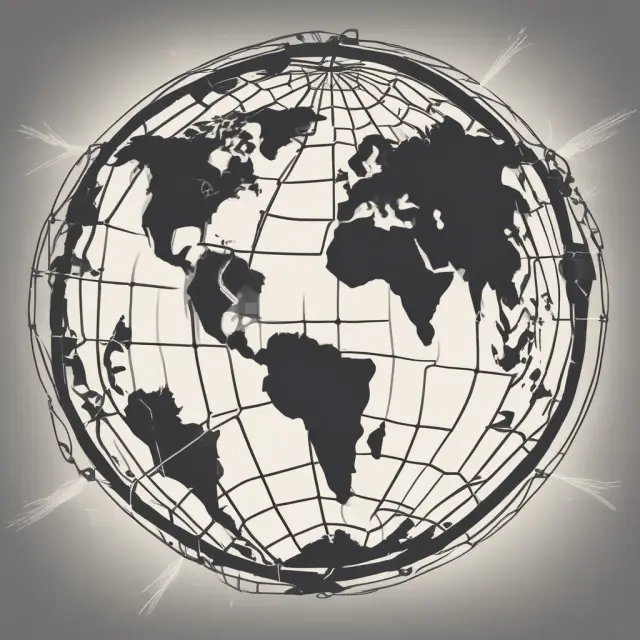 A globe surrounded by interconnected workers