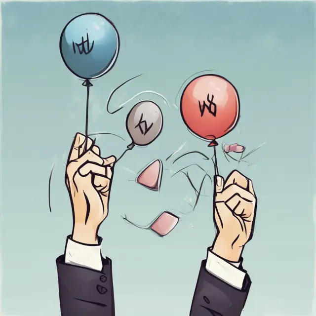 An image depicting the release of two balloons - one labeled