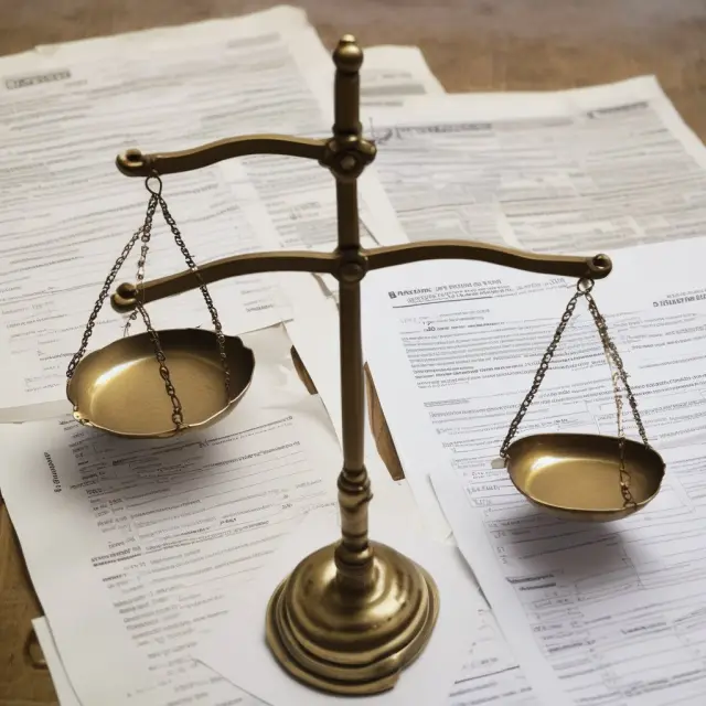 Scales balance tax documents and worthless securities, illustrating the process of offsetting capital losses for tax reporting