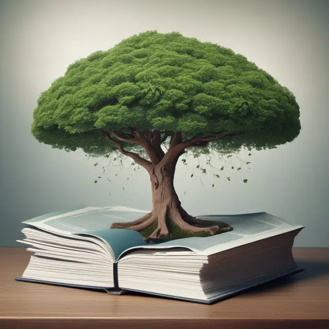 A protective tree with roots anchored in an EPLI policy and branches extending towards a wrap-around insurance program, ensuring comprehensive coverage against employment practices liability risks.