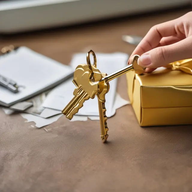 Golden key unlocking a wrapped mortgage, representing seller financing and wrap-around loans