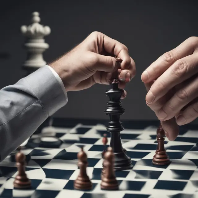 Institutional investor and advisor collaborating around a chessboard, using a wrap fee as their game piece, symbolizing the alignment of interests and commitment to optimal portfolio performance.