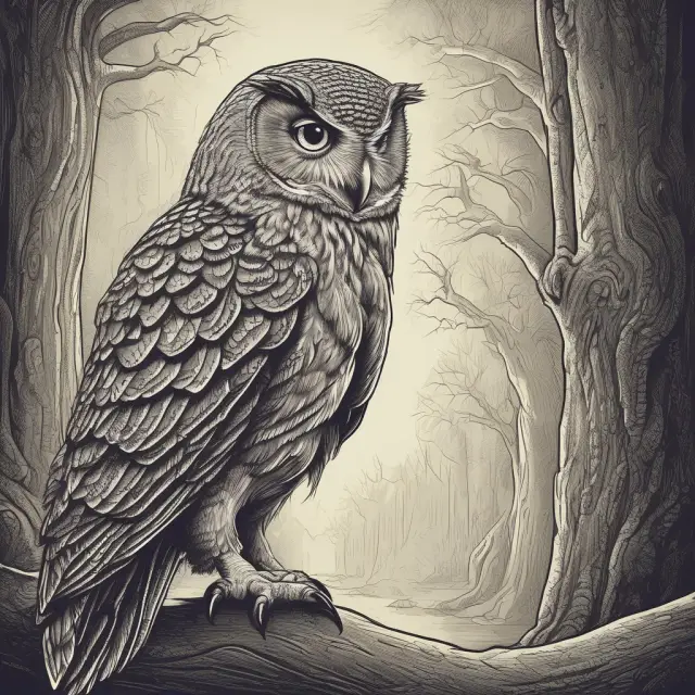 An investor conversing with a wise owl, surrounded by financial papers and a wrap fee brochure
